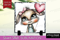 Valentine Slate PNG - Whimsical Animal Square Slate Product Image 1