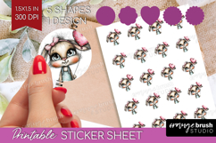 Valentine Round Sticker - Whimsical Animal Printable Sticker Product Image 1