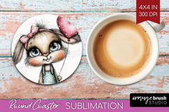 Valentine Round Coaster - Whimsical Animal Coaster PNG Product Image 1