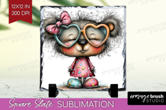 Valentine Slate PNG - Whimsical Animal Square Slate Product Image 1