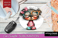 Valentine Car Coaster - Whimsical Animal Coaster PNG Product Image 1