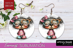 Valentine Round Earrings - Whimsical Animal PNG Sublimation Product Image 1