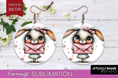 Valentine Round Earrings - Whimsical Animal PNG Sublimation Product Image 1