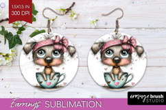 Valentine Round Earrings - Whimsical Animal PNG Sublimation Product Image 1
