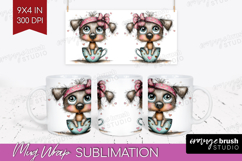 Valentine Mug Wrap - Whimsical Animal Mug PNG Sublimation Product Image 1