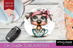 Valentine Car Coaster - Whimsical Animal Coaster PNG Product Image 1