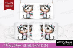 Valentine Mug Wrap - Whimsical Animal Mug PNG Sublimation Product Image 1