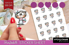 Valentine Round Sticker - Whimsical Animal Printable Sticker Product Image 1