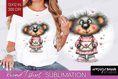 Valentine Round Tshirt Background - Whimsical Animal PNG Product Image 1