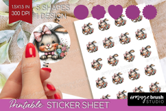 Valentine Round Sticker - Whimsical Animal Printable Sticker Product Image 1