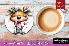 Valentine Round Coaster - Whimsical Animal Coaster PNG Product Image 1