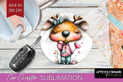 Valentine Car Coaster - Whimsical Animal Coaster PNG Product Image 1