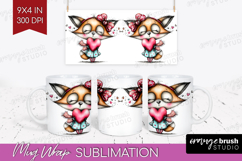 Valentine Mug Wrap - Whimsical Animal Mug PNG Sublimation Product Image 1