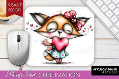 Valentine Mouse Pad Sublimation - Whimsical Animal Mousepad Product Image 1