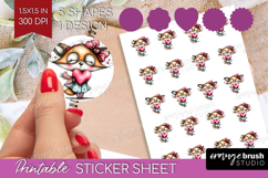 Valentine Round Sticker - Whimsical Animal Printable Sticker Product Image 1