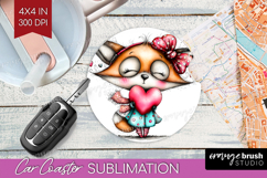 Valentine Car Coaster - Whimsical Animal Coaster PNG Product Image 1