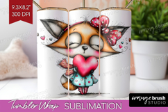 Valentine Tumbler Wrap - Whimsical Animal Tumbler PNG Product Image 1