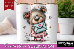 Valentine Tumbler Wrap - Whimsical Animal Tumbler PNG Product Image 1