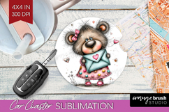 Valentine Car Coaster - Whimsical Animal Coaster PNG Product Image 1
