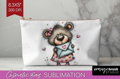 Valentine Cosmetic Bag - Whimsical Animal Makeup Bag PNG Product Image 1