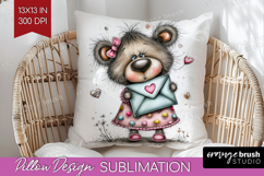 Valentine Pillow Sublimation - Whimsical Animal Pillow Cover Product Image 1