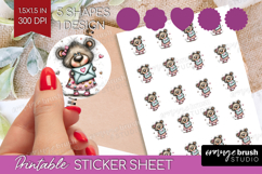 Valentine Round Sticker - Whimsical Animal Printable Sticker Product Image 1