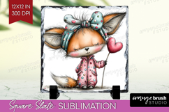 Valentine Slate PNG - Whimsical Animal Square Slate Product Image 1