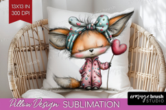 Valentine Pillow Sublimation - Whimsical Animal Pillow Cover Product Image 1