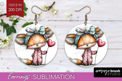 Valentine Round Earrings - Whimsical Animal PNG Sublimation Product Image 1