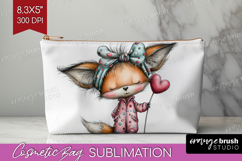 Valentine Cosmetic Bag - Whimsical Animal Makeup Bag PNG Product Image 1