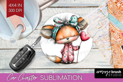 Valentine Car Coaster - Whimsical Animal Coaster PNG Product Image 1