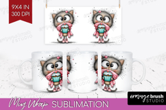 Valentine Mug Wrap - Whimsical Animal Mug PNG Sublimation Product Image 1