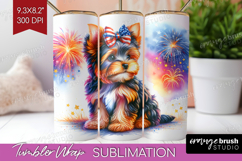 Yorkshire Terrier Dog Tumbler Wrap Patriotic Dog Tumbler PNG Product Image 1
