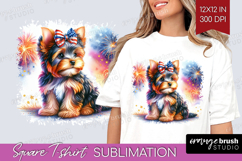 Yorkshire Terrier Dog Square Tshirt Background Patriotic Dog Product Image 1