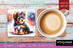 Yorkshire Terrier Dog Square Coaster Patriotic Dog Coaster Product Image 1