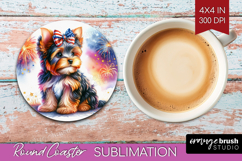 Yorkshire Terrier Dog Round Coaster Patriotic Dog Coaster Product Image 1