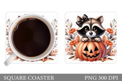 Halloween Raccoon Coaster. Halloweens Coaster Sublimation Product Image 1