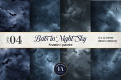 Bats Night Sky Pattern, Dark Gothic Bat Seamless Paper Product Image 1