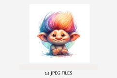 Watercolor Troll Clipart Pack | 13 JPG Files, Cute Rainbow Product Image 5