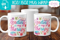 Reading is my therapy mug wrap sublimation PNG, book lover Product Image 2