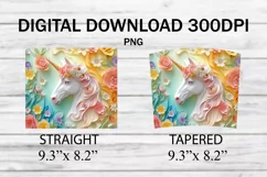 Seamless 3D Unicorn Tumbler Wrap 20 oz Skinny Straight Product Image 2