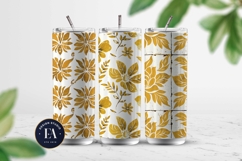 Gold Retro Floral Block Print | Geometric Floral Pattern Product Image 2