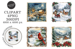 Vintage Christmas Stamps Clipart Product Image 1