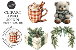 Watercolor Neutral Christmas Clipart Product Image 1