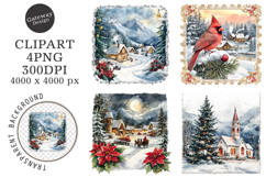 Vintage Christmas Stamps Clipart Product Image 1