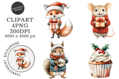 Christmas Winter Woodland Animals Clipart Product Image 1