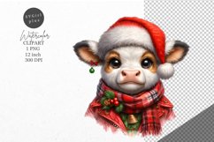 Christmas clipart, Cow clipart, Winter clipart Product Image 1