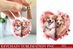 Dog Valentine&#039;s Day Keychain Sublimation PNG Design Product Image 1