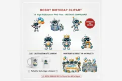 Robot Birthday Clipart | 10 PNG Files | Cute Robot Party Product Image 3