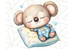 Sleeping Baby Animals PNG, Cozy Pajama Bedtime Clipart Png Product Image 2